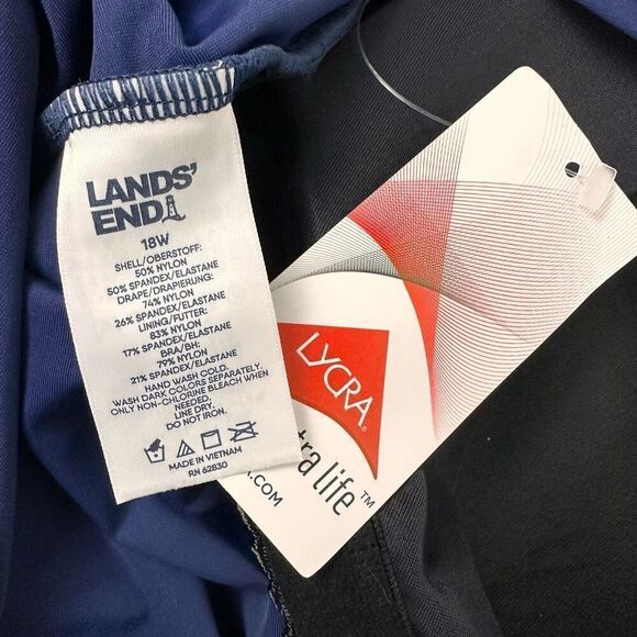 Lands End Womens Slender Suit Wrap One Piece Swimsuit Deep Sea Navy size 18W - Picture 8 of 9